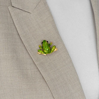 Brooch 25×36 mm Frog golden-green 1 pc