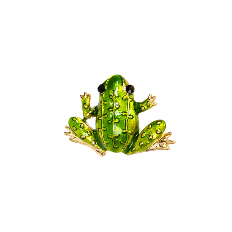 Brooch 25×36 mm Frog golden-green 1 pc