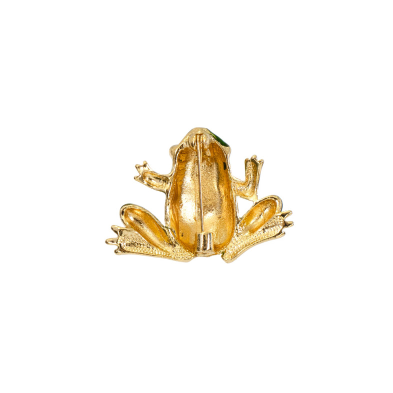 Brooch 25×36 mm Frog golden-green 1 pc