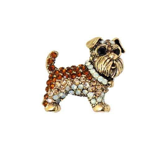 Brooch 25×30 mm Dog brown 1 pc