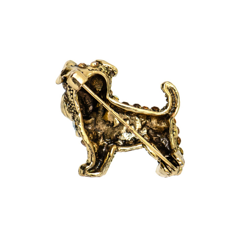Brooch 25×30 mm Dog brown 1 pc