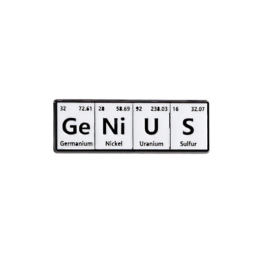 Przypinka metalowa Genius czarno-biała 1 szt