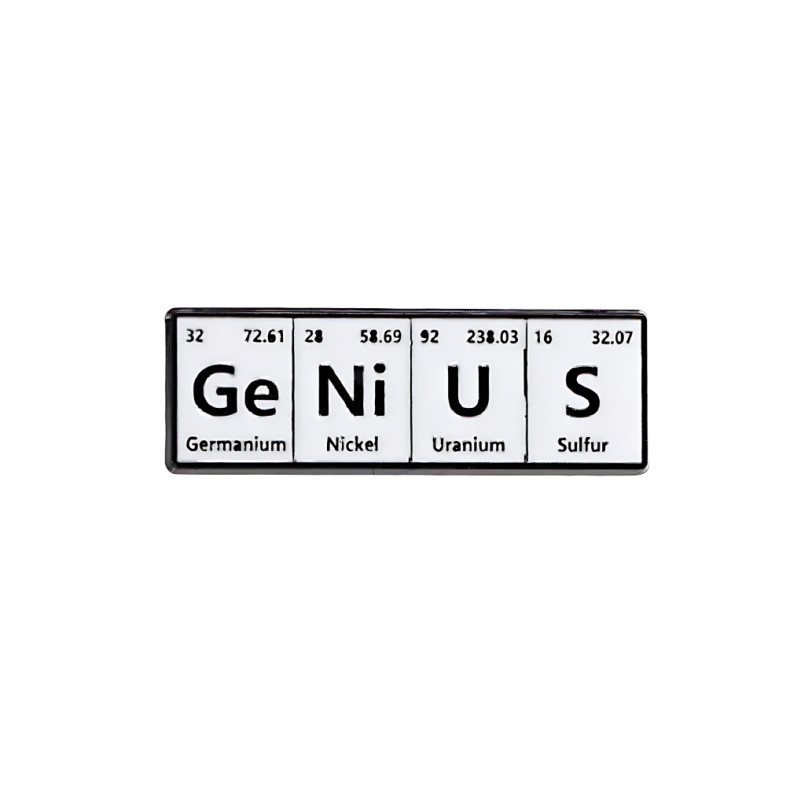 Значок пін металевий Genius чорно-білий 1 шт