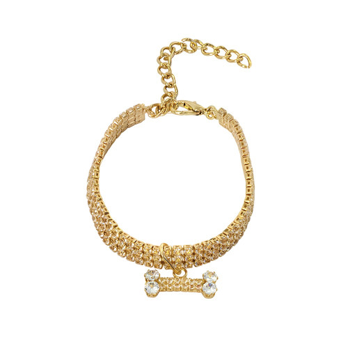 Decorative strap 19.5 cm with rhinestones yellow gold 1 pc