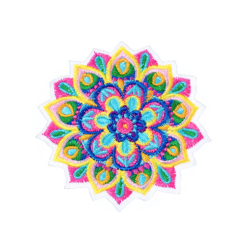 Naszywka materiałowa 70×70 mm Mandala mix kolorów 1 szt