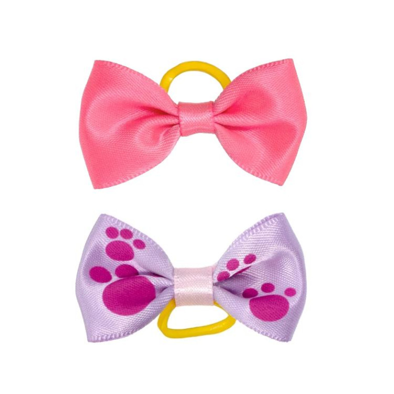 Decorative elastic 40×20 mm Bow purple and pink (pack of 2 pcs)
