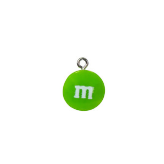 Plastic pendant M&M's green 1 pc.