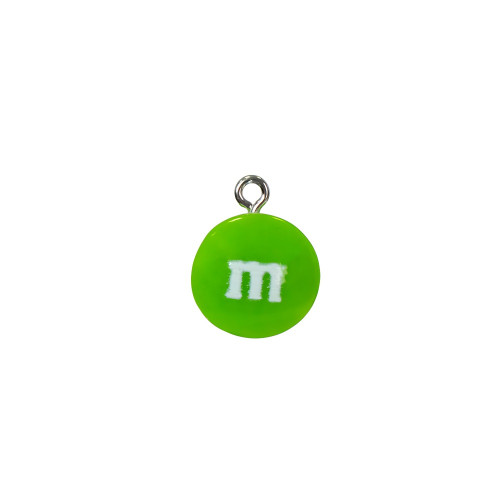 Plastic pendant M&M's green 1 pc.