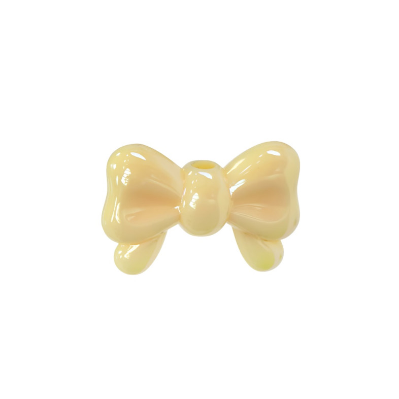 Koralik plastikowy 20×30 mm Kokardka żółta 1 szt