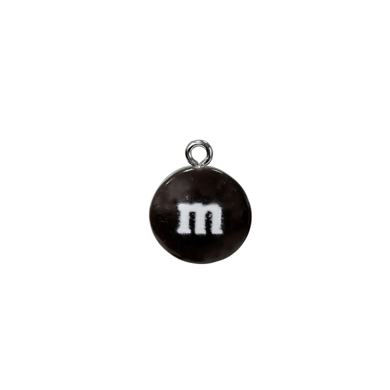 Plastic pendant M&M's black 1 pc