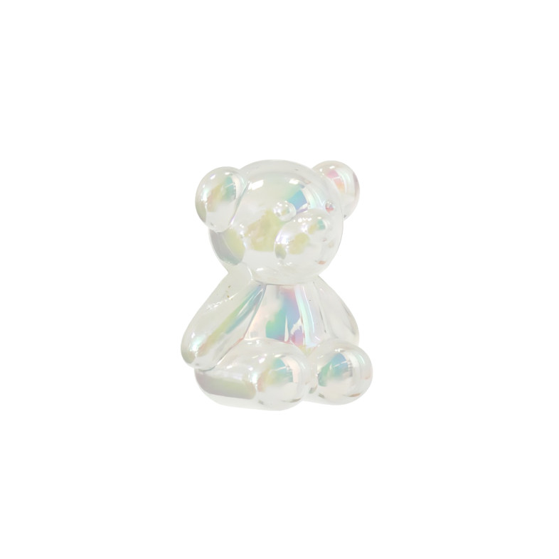 Koralik plastikowy 19×16 mm Miś biała 1 szt