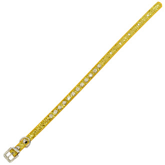 Pasek dekoracyjny dla kotów 30×1 cm ze strasami żółty 1 szt