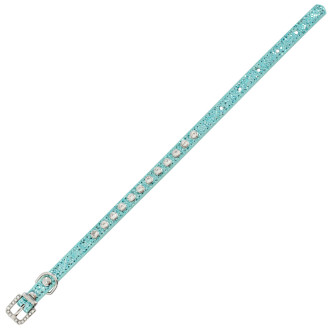 Pasek dekoracyjny dla kotów 30×1 cm ze strasami jasnoniebieski 1 szt