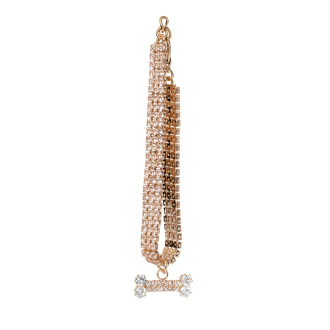 Decorative strap 19.5 cm with rhinestones red gold 1 pc