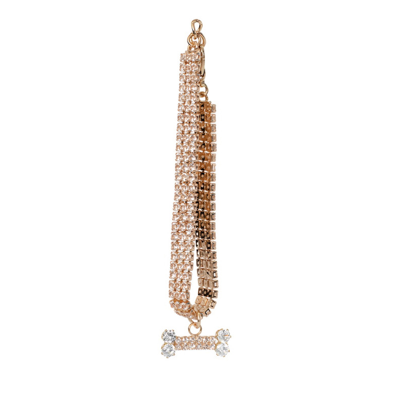 Decorative strap 19.5 cm with rhinestones red gold 1 pc