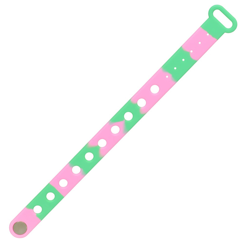 Silicone bracelet 21.5×1.5 cm green-purple 1 pc