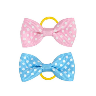 Decorative elastic 40×20 mm Bow pink and blue (pack of 2 pcs)