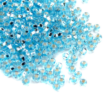 67000 Czech Preciosa beads 10/0 with silver center light blue 5 g
