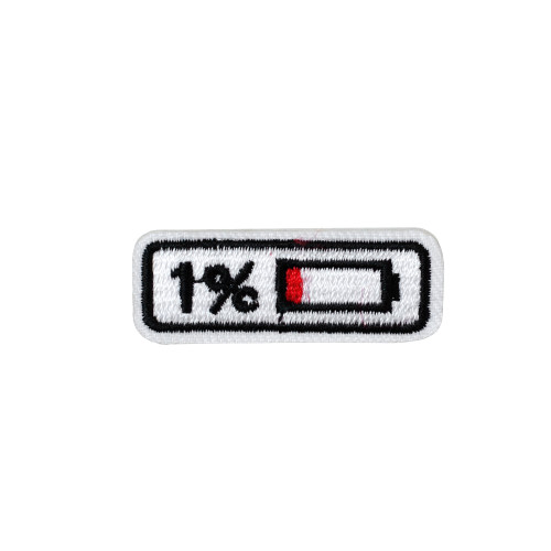 Fabric patch 45×15 mm Battery 1% mix of colors 1 pc.