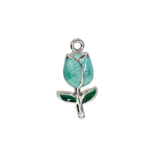 Metal pendant with enamel 22×10 mm Tulip cupronickel blue 1 pc