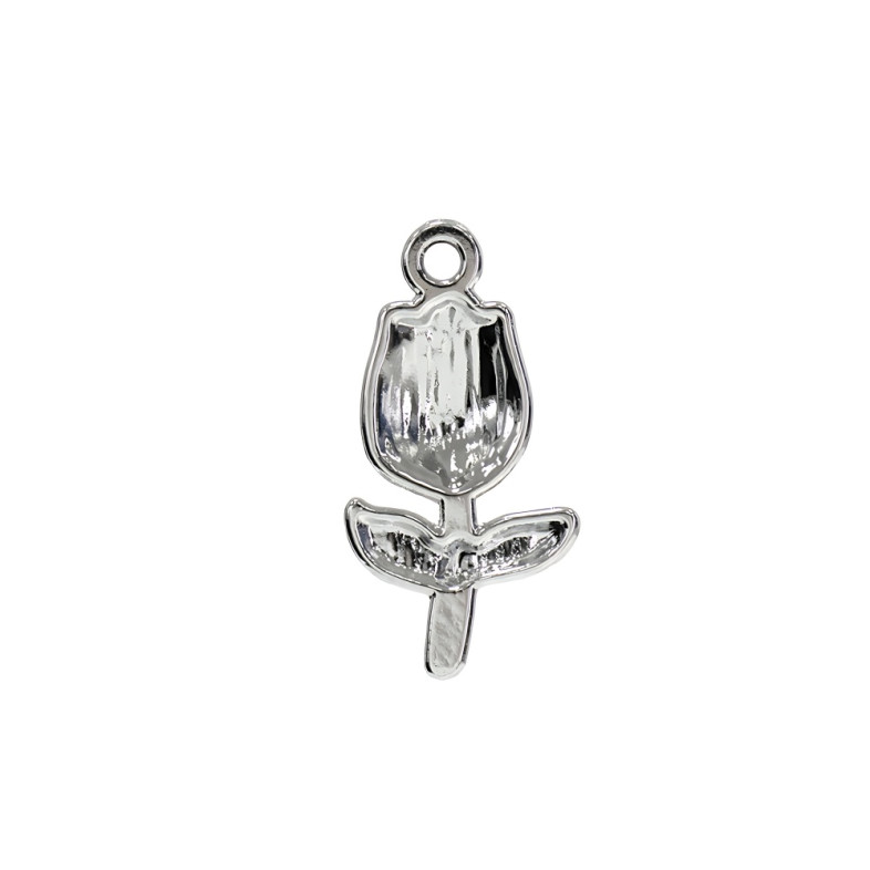 Metal pendant with enamel 22×10 mm Tulip cupronickel blue 1 pc