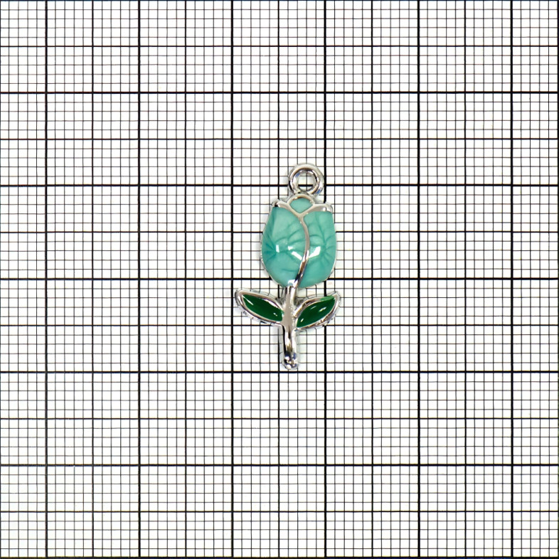 Metal pendant with enamel 22×10 mm Tulip cupronickel blue 1 pc
