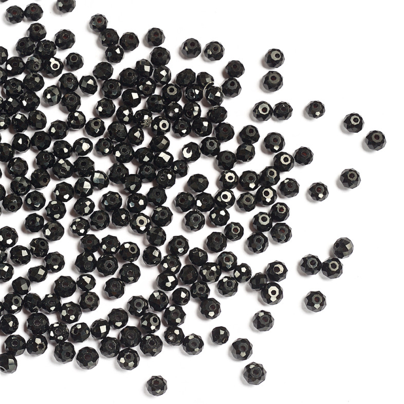 Koralik kryształowy rondelle 4 mm czarny 1 szt