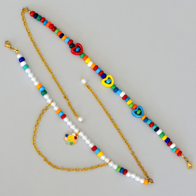 Bracelets (pair) of ceramic beads for feet No. 1