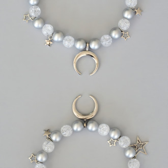 Bracelets (pair) made of plastic beads and metal pendants for legs No. 5