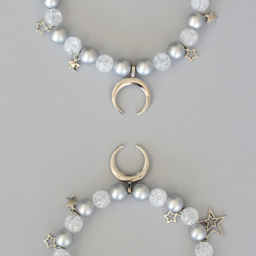 Bracelets (pair) made of plastic beads and metal pendants for legs No. 5