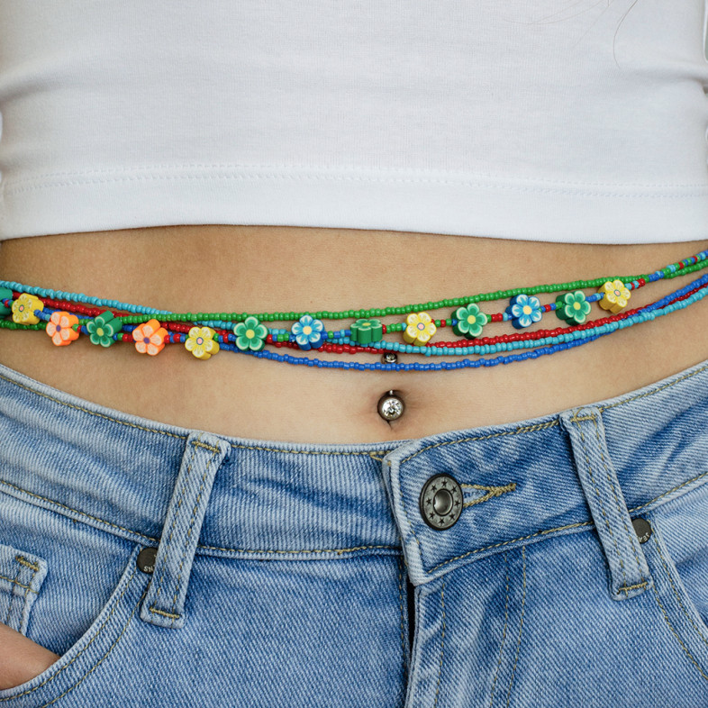 Bracelet made of beads and polymer clay beads for the waist No. 4