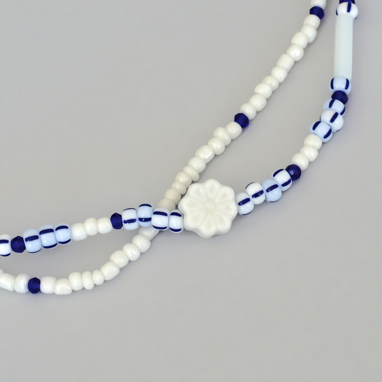 Glass and ceramic bead bracelet and waist bead #5
