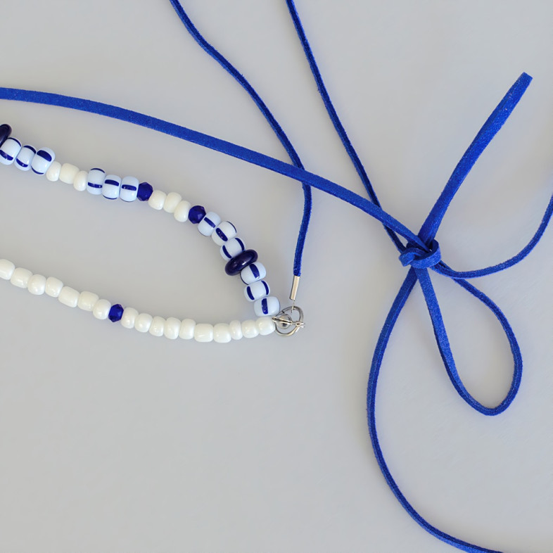 Glass and ceramic bead bracelet and waist bead #5