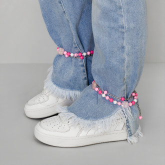 Bracelets (pair) made of plastic and glass beads for feet No. 9