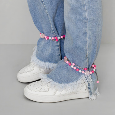 Bracelets (pair) made of plastic and glass beads for feet No. 9