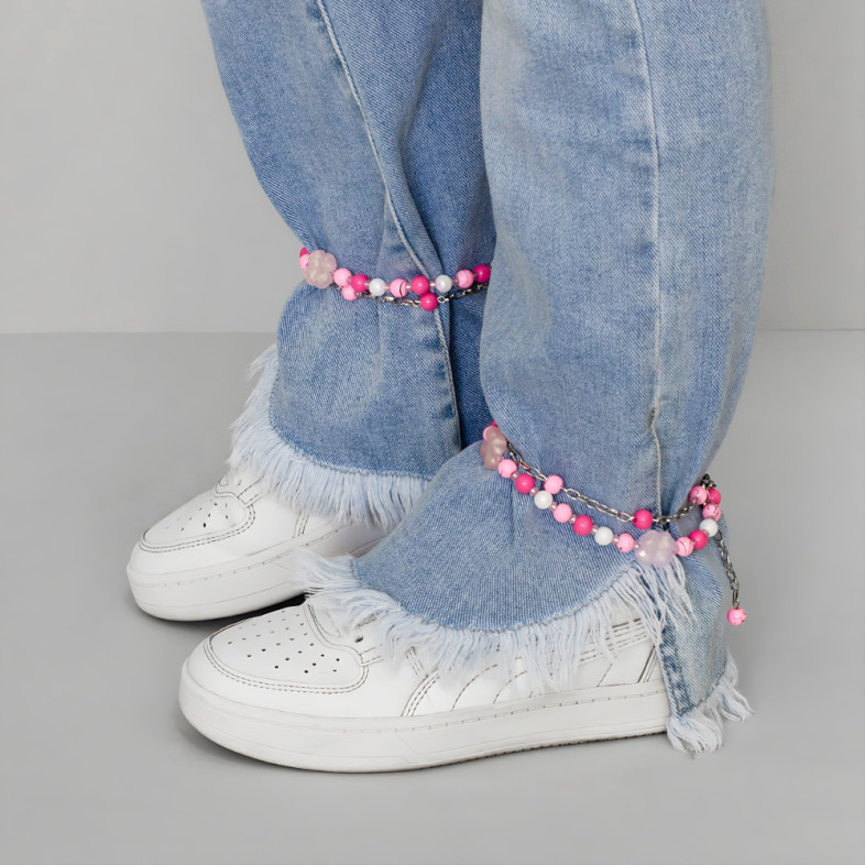 Bracelets (pair) made of plastic and glass beads for feet No. 9