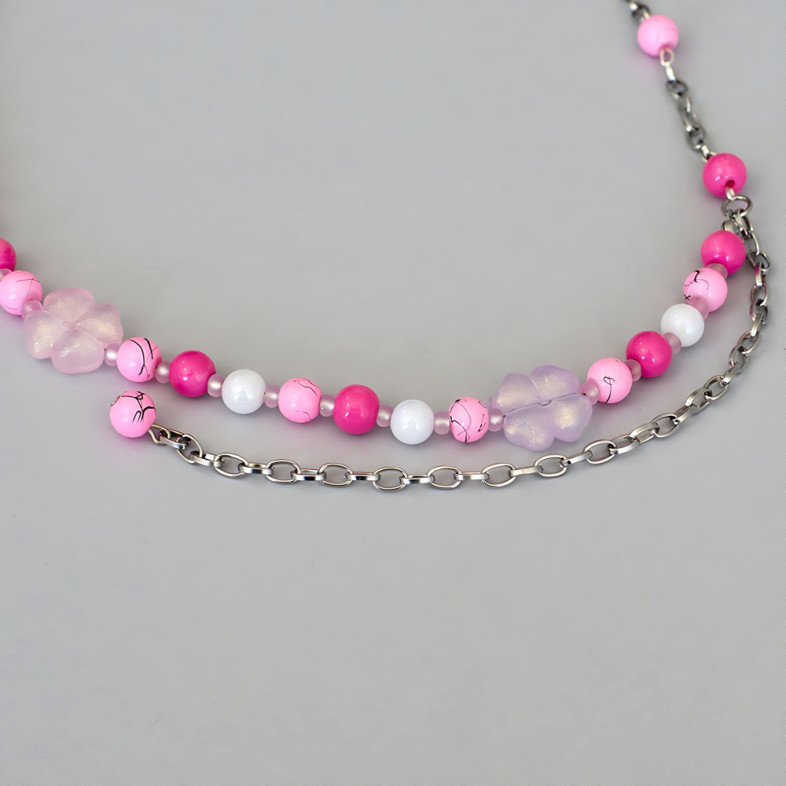 Bracelets (pair) made of plastic and glass beads for feet No. 9