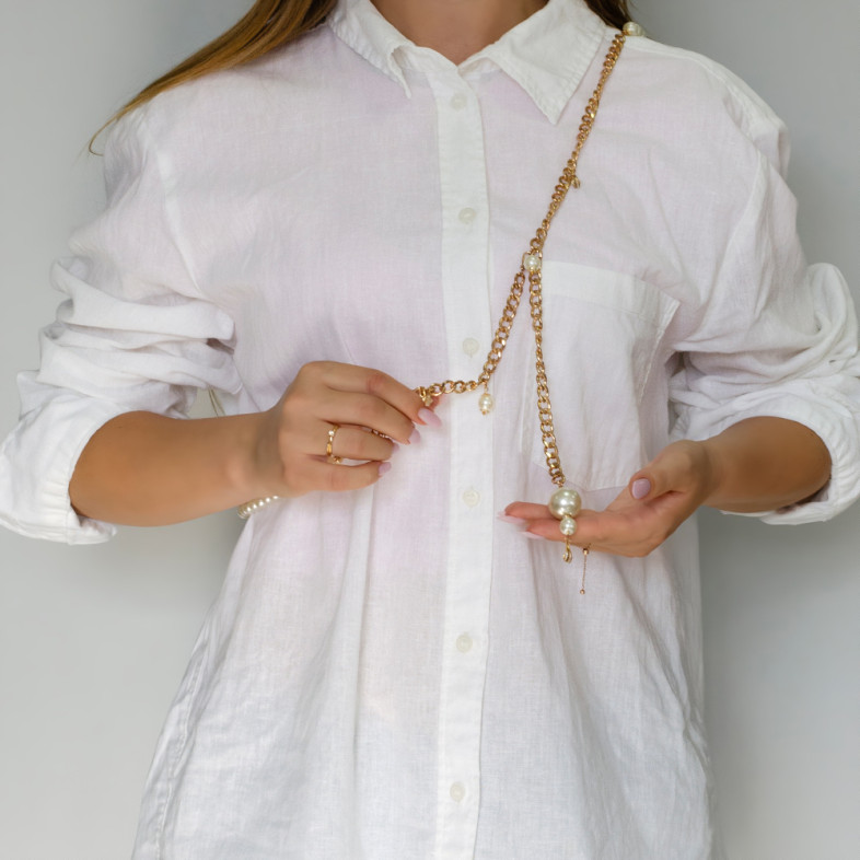 Bracelet made of plastic beads and a chain on the waist No. 9