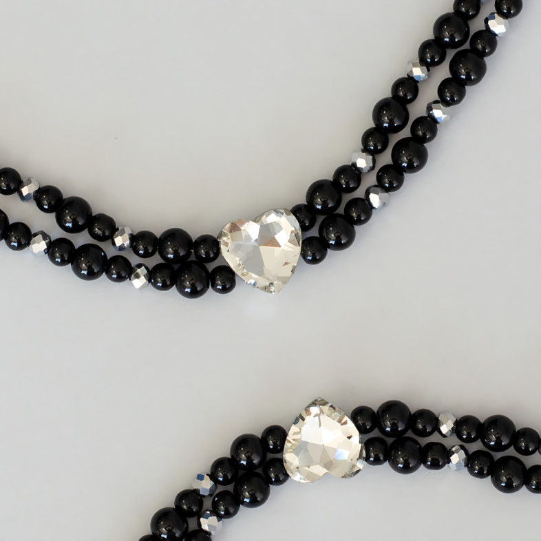Bracelets (pair) made of crystal beads and glass rhinestones for feet No. 10