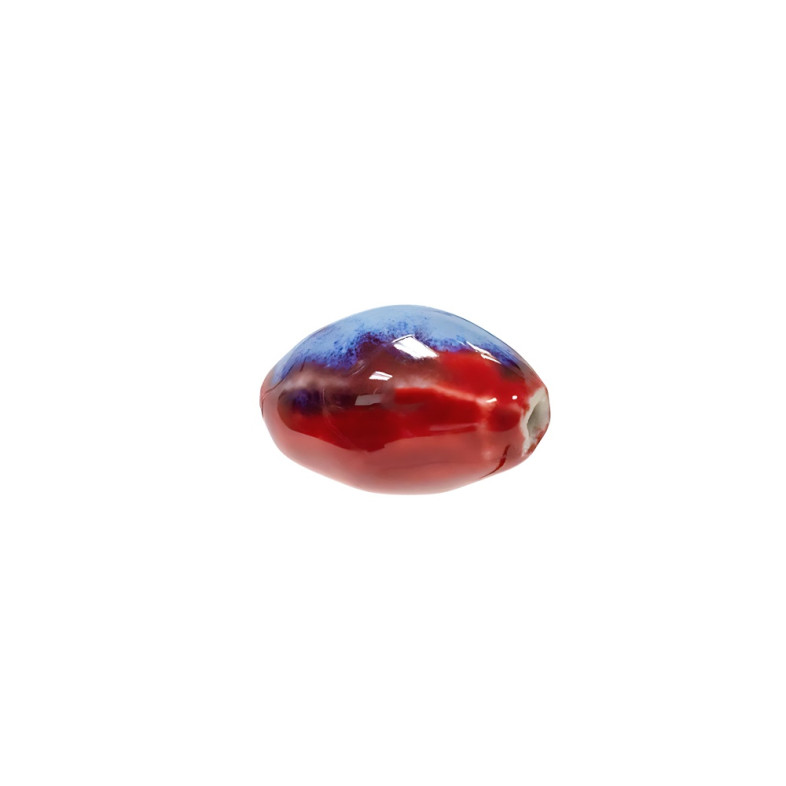 Ceramic bead oval red 1 pc