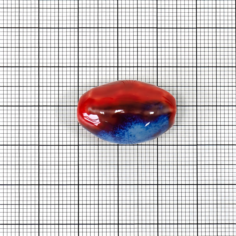 Ceramic bead oval red 1 pc