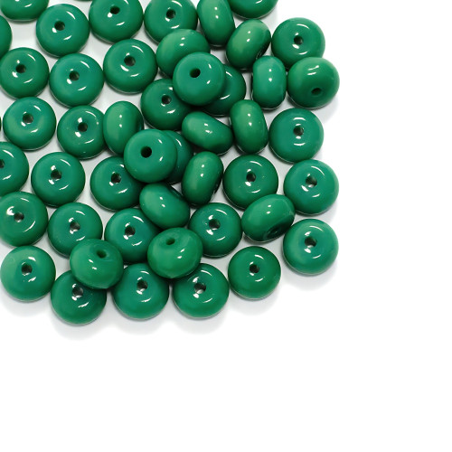 Koralik szklany okrągły płaski 5x8 mm zielony 1 szt