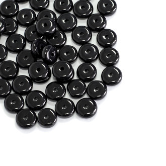 Koralik szklany okrągły płaski 5x8 mm czarny 1 szt