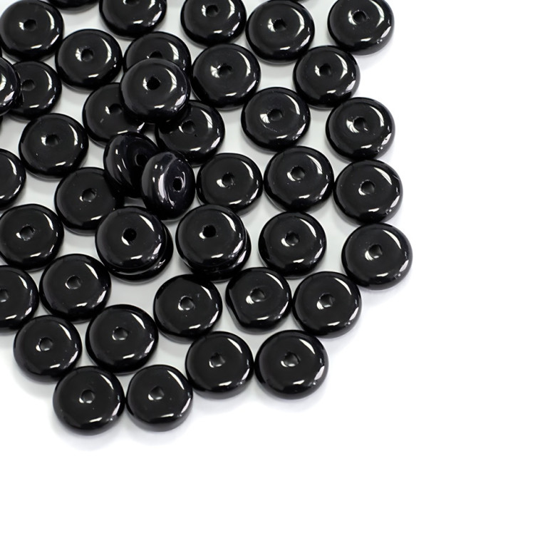 Koralik szklany okrągły płaski 5x8 mm czarny 1 szt