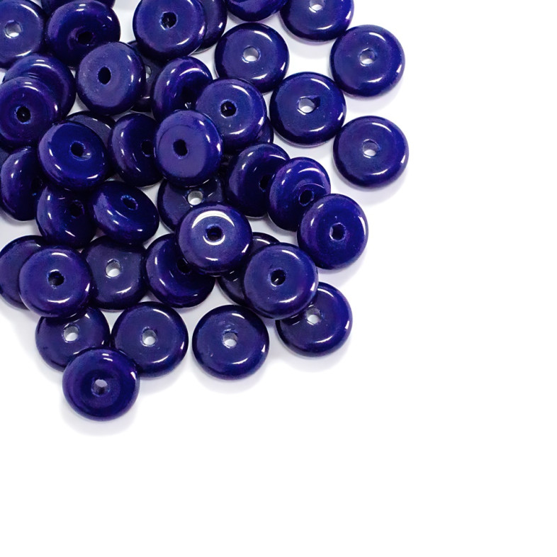 Koralik szklany okrągły płaski 3x8 mm niebieski 1 szt