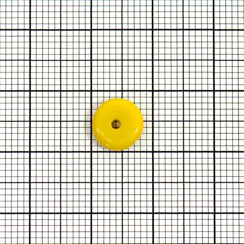 Koralik szklany okrągły płaski 3x8 mm żółty 1 szt