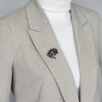Brooch 35x35 mm Puppy Dark Steel 1 pc