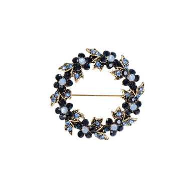 Brooch 37 mm Wreath cupronickel blue 1 pc