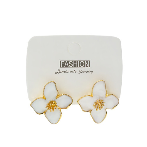 Earrings 4-Petal Flower Mixed Colors (pair)