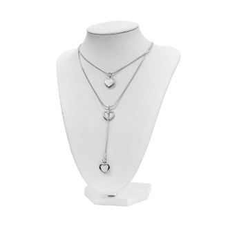 Necklace White Heart Nickel Silver 1 pc